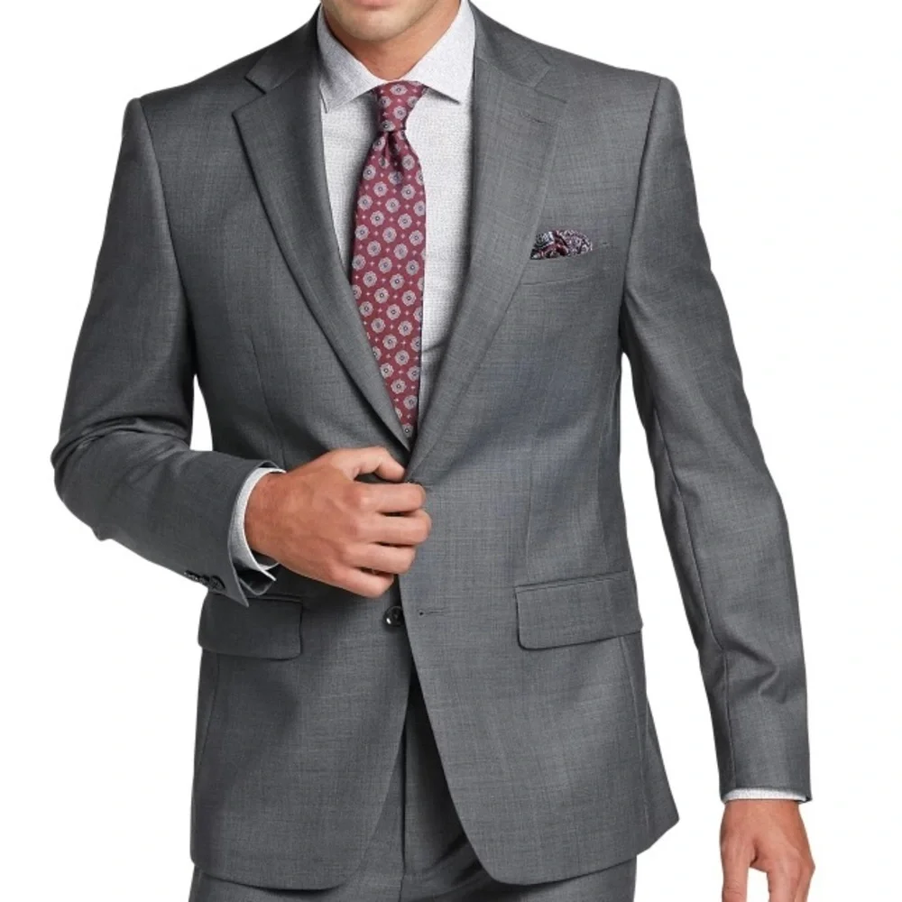 Calvin Klein Men’s Steel Gray Suit Set 38 Short Jacket 32 Pants Slim Fit